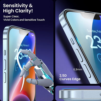 Panzer Schutz Glas + Kameraschutz für iPhone 14 (6,1) - 9H Härte, HD Displayschutz