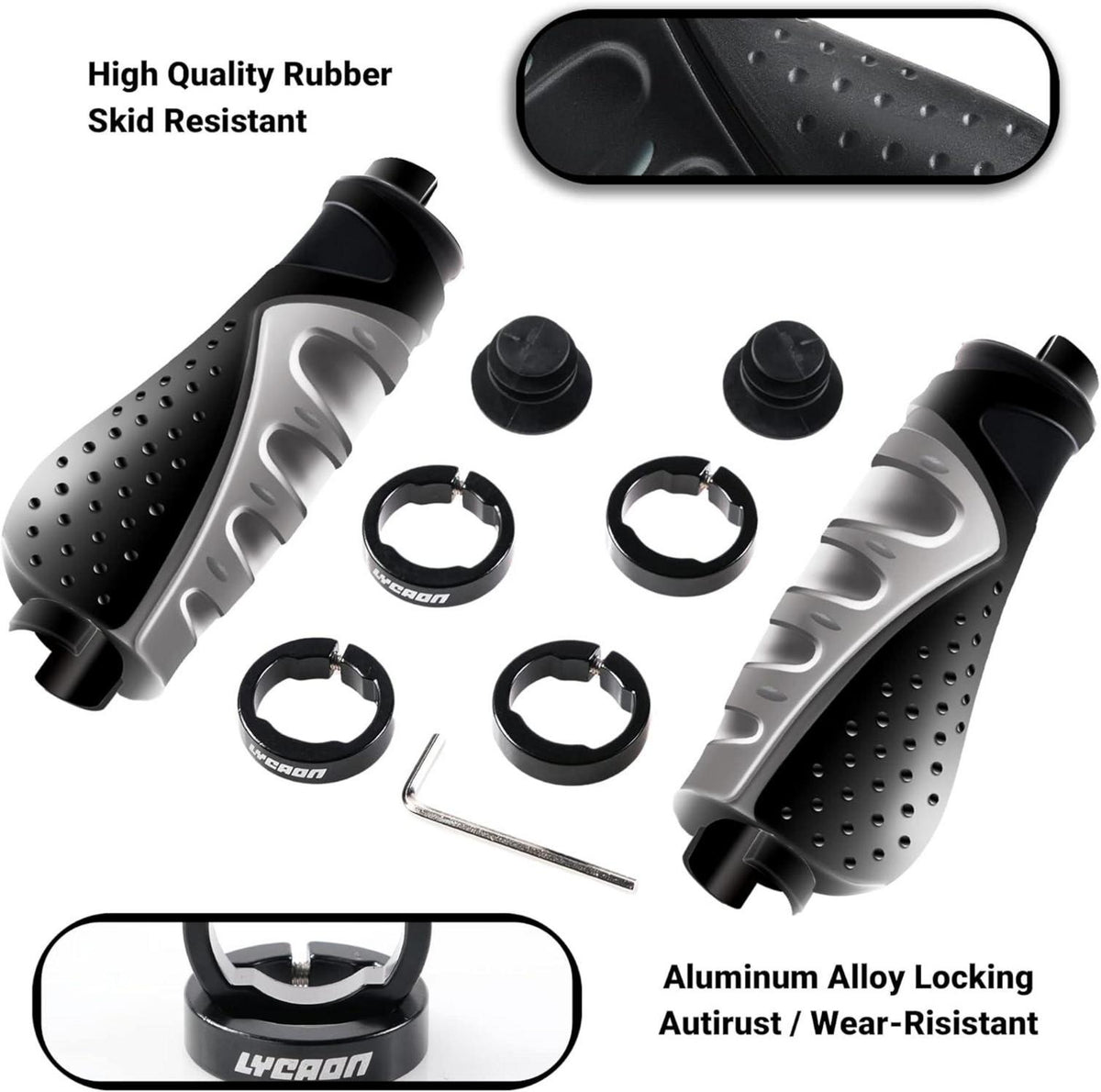 Fahrrad Lenker Griffe Ergonomisch Rutschfeste Gummi MTB BMX Aluminium Lock