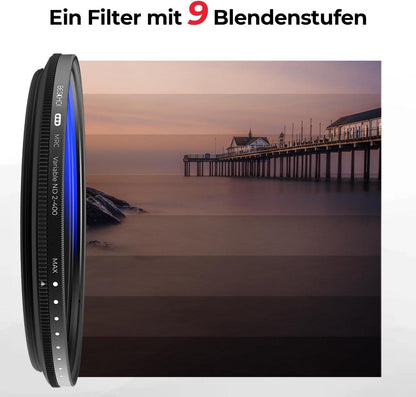 Variabler ND Filter ND2-ND400 1-9 Stufen 37mm Graufilter mit 42
