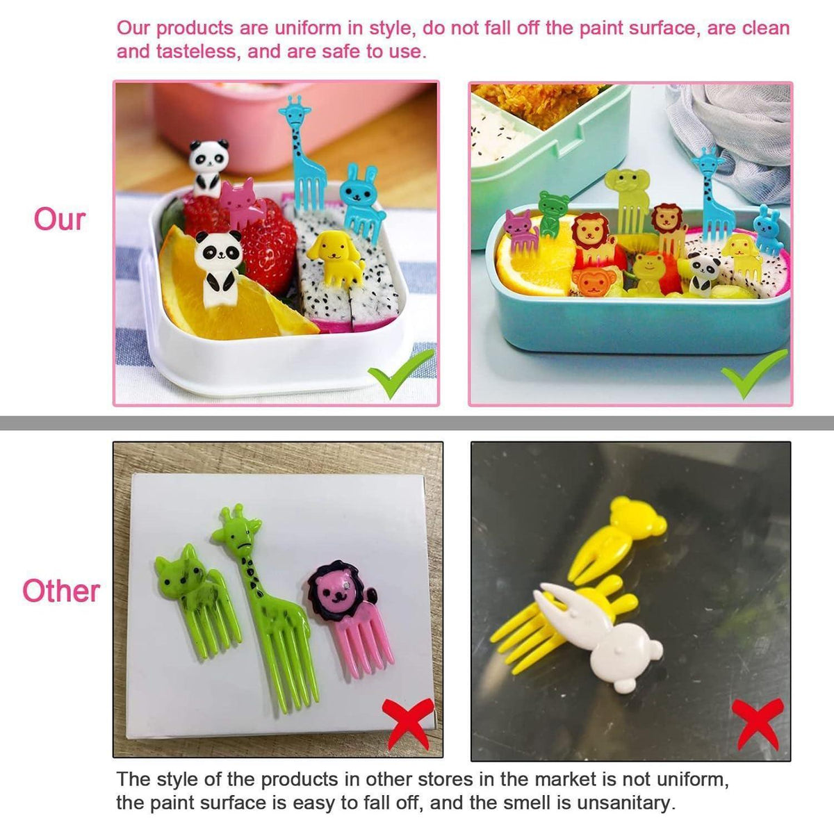 Mini Obstgabeln Tier-Design 60 Stück für Kinder & Erwachsene