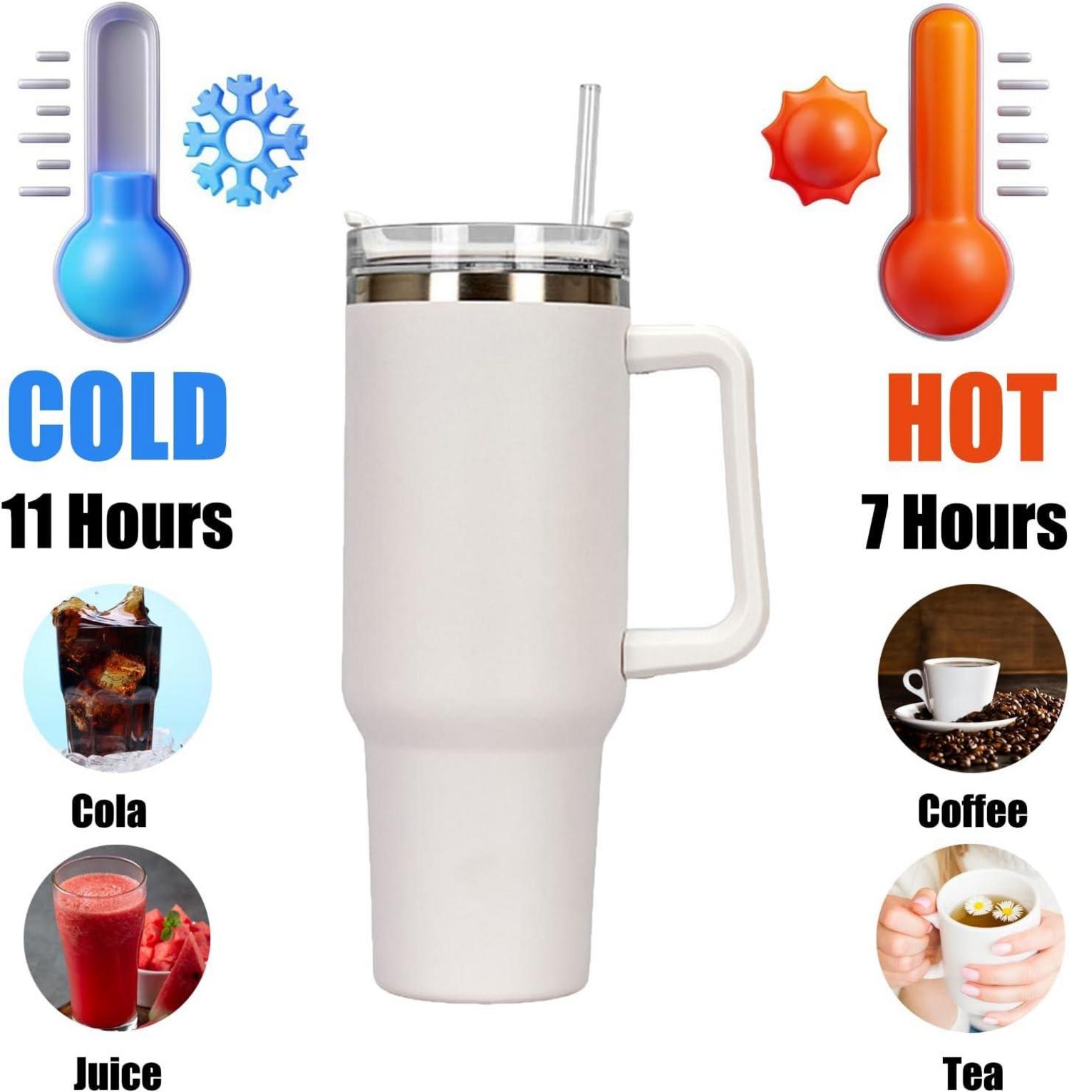 Isolierbecher 1182ml Doppelwandiger Kaffeebecher mit Stroh
