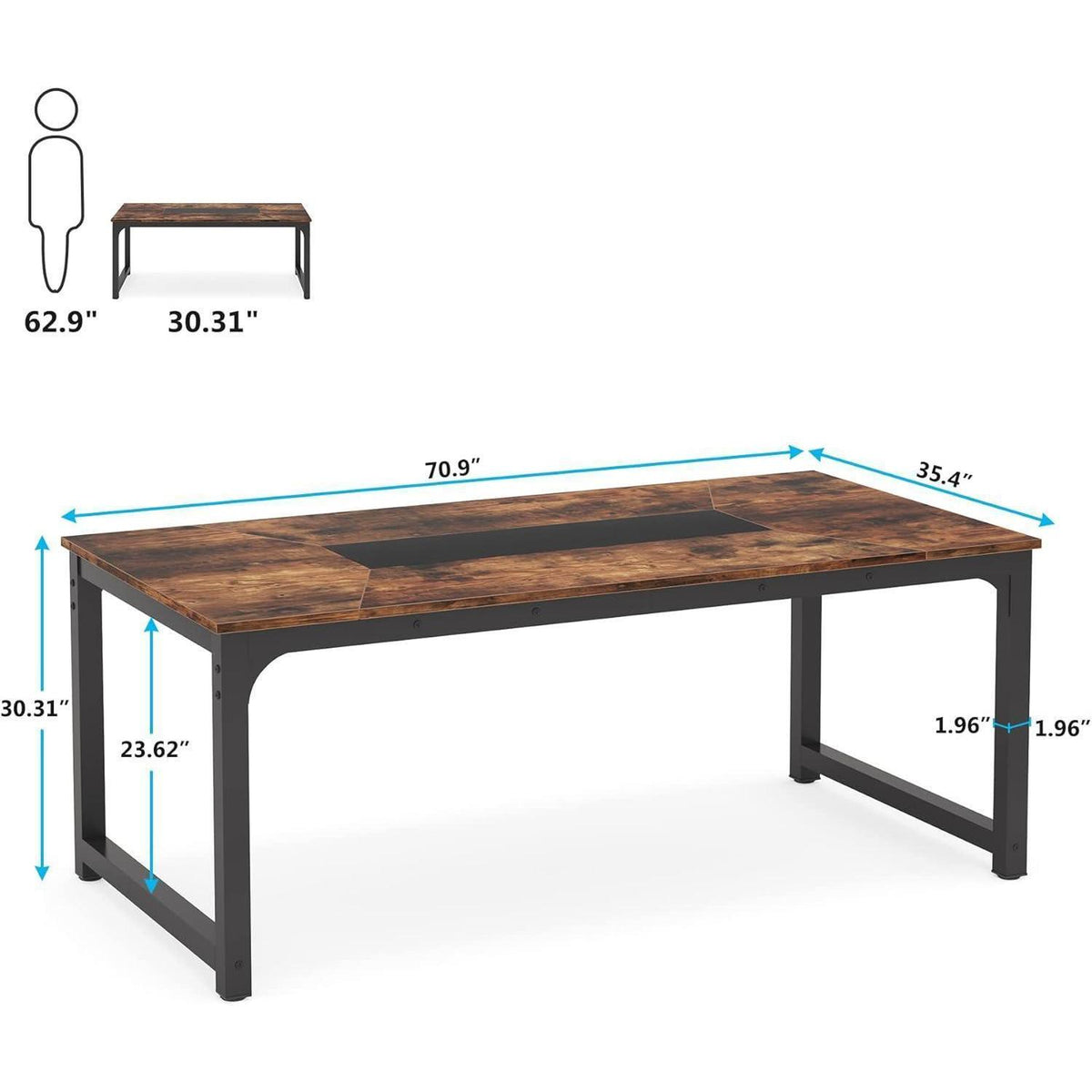 Großer Schreibtisch 180x90cm – Rustikales Braun für Home Office