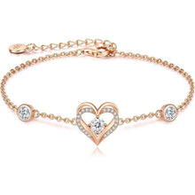 Sterling Silber Armband mit Herz & Geburtsstein – Rosegold, Geschenk für Sie