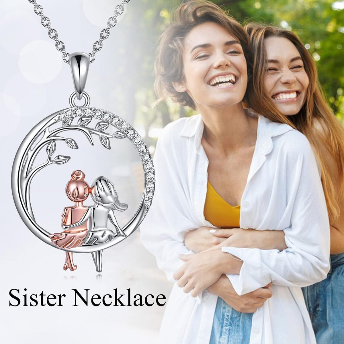 Schwestern Halskette "Always My Sister Forever My Friend" 925 Silber