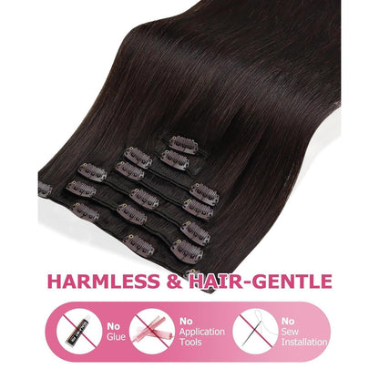 Clip-in Echthaarverlängerung Braun 45cm – Volumenspendend & Stylingfähig