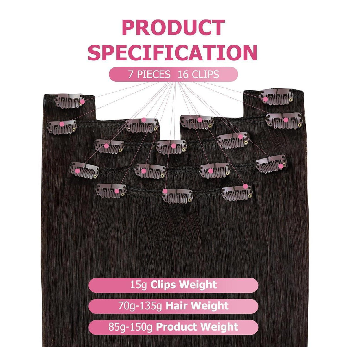 Clip-in Echthaarverlängerung Braun 45cm – Volumenspendend & Stylingfähig
