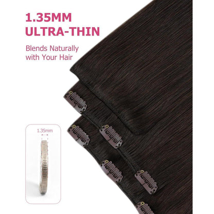 Clip-in Echthaarverlängerung Braun 45cm – Volumenspendend & Stylingfähig