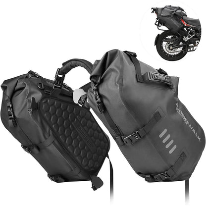 Motorrad Satteltasche 48L Wasserdicht mit Schultergurt Schwarz