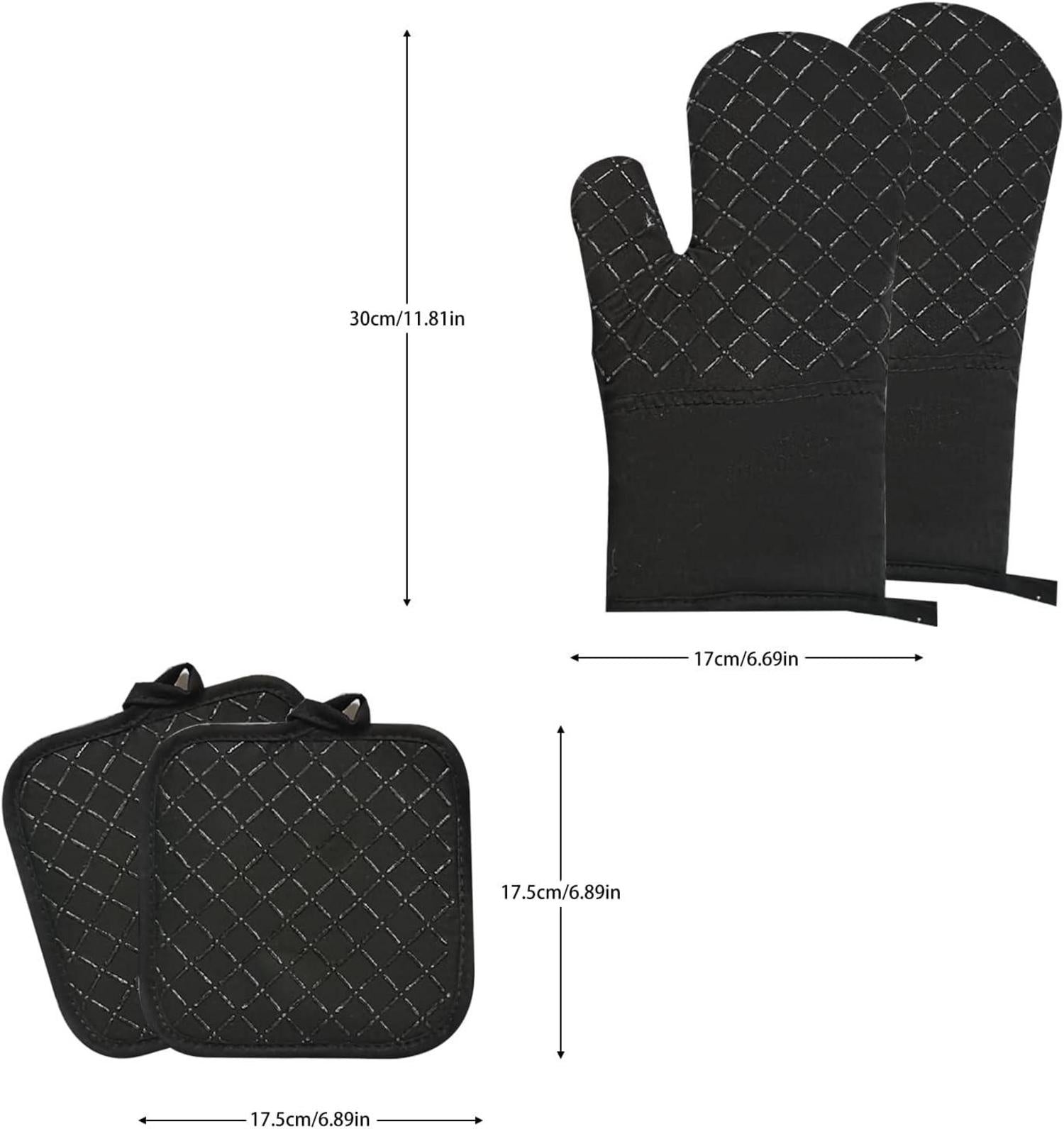 Ofenhandschuhe Set 4-teilig 300°C Silikon Hitzebeständig Küche BBQ