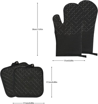 Ofenhandschuhe Set 4-teilig 300°C Silikon Hitzebeständig Küche BBQ