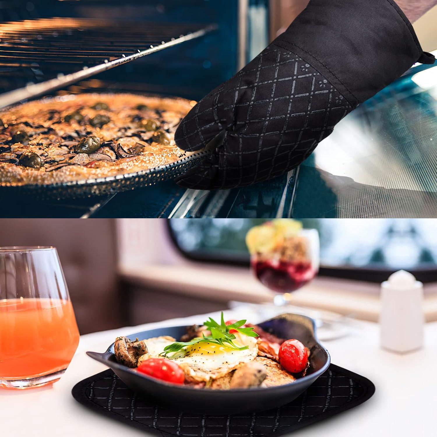 4er Set Ofenhandschuhe Silikon Backhandschuhe Hitzebeständig 300°C für Küche BBQ