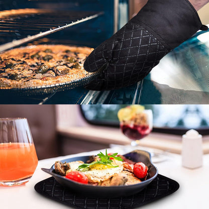 4er Set Ofenhandschuhe Silikon Backhandschuhe Hitzebeständig 300°C für Küche BBQ