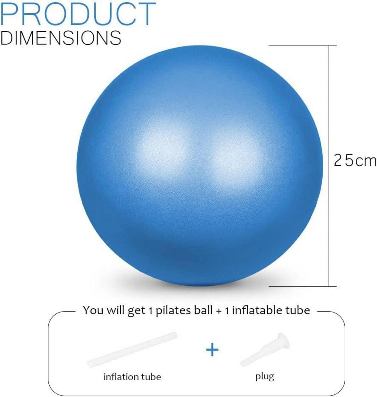 Gymnastikball 25cm Soft Yoga Ball mit Strohhalm Blau