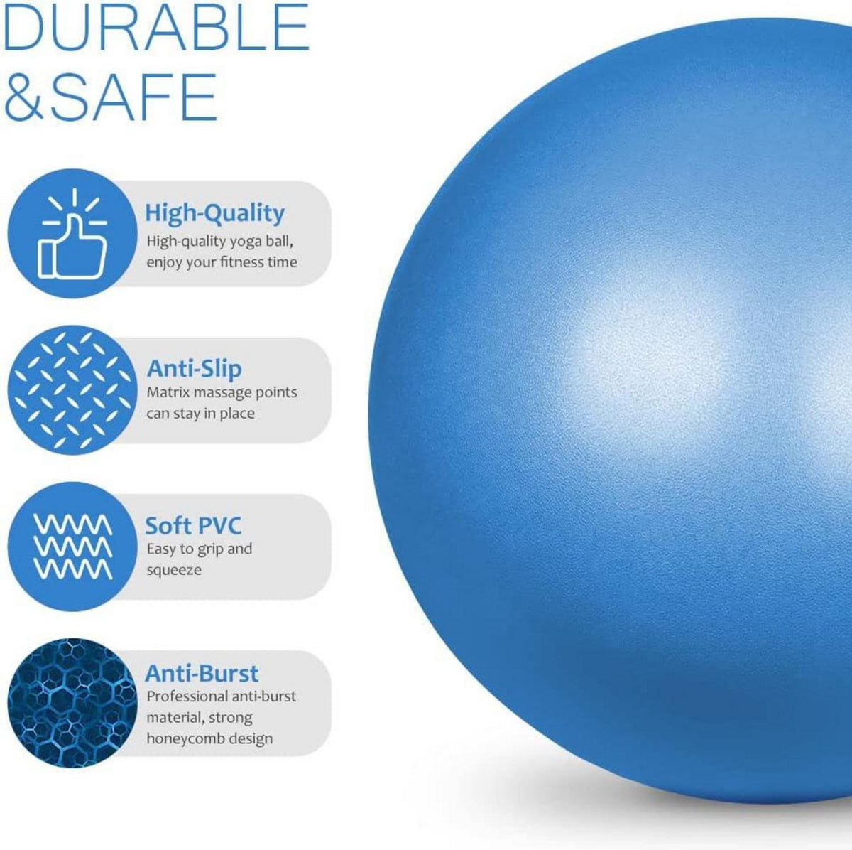 Flintronic Gymnastikball 25cm Yoga Pilates Ball Blau Anti-Burst