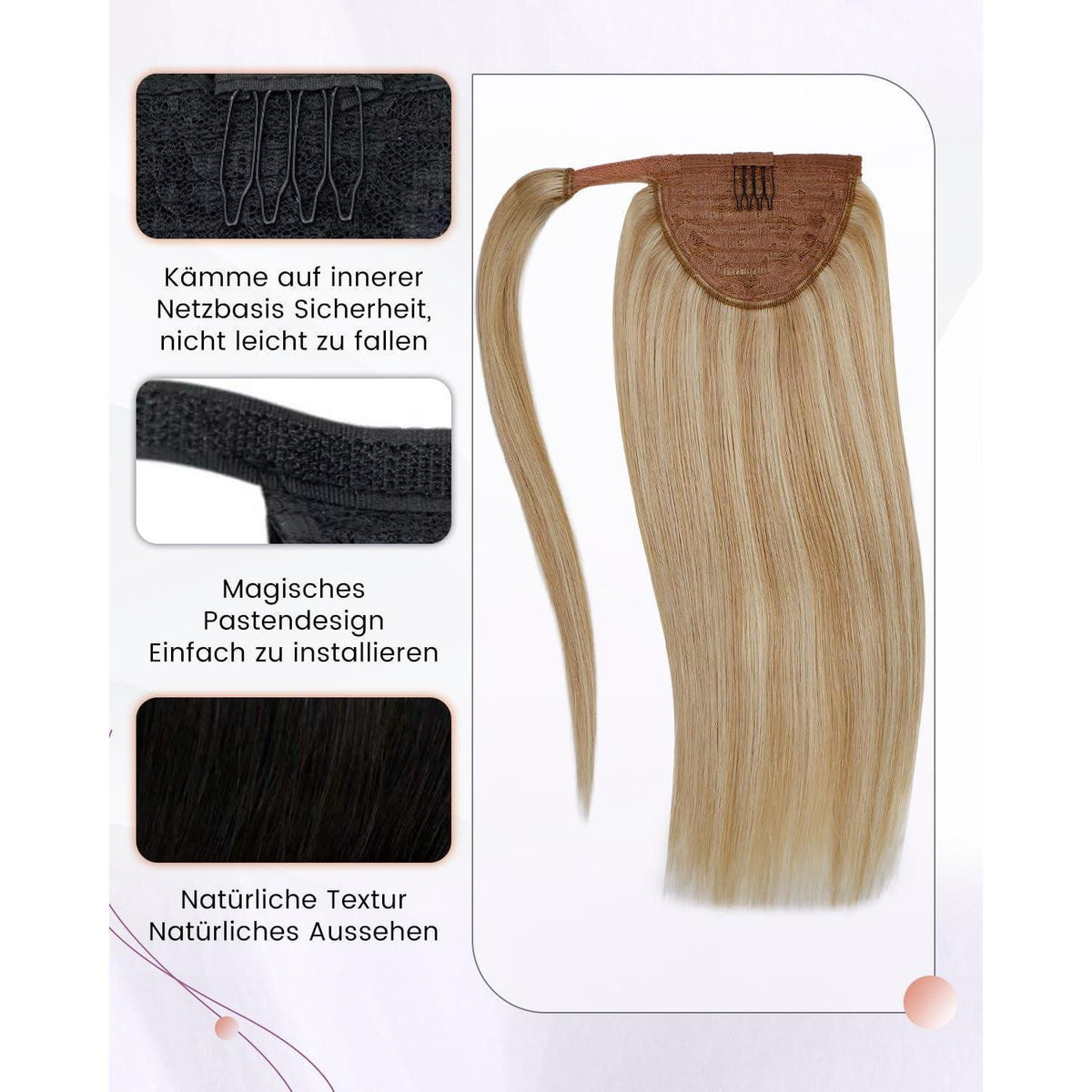 Echthaar Zopfbraut – Braun Blond Highlight 35cm