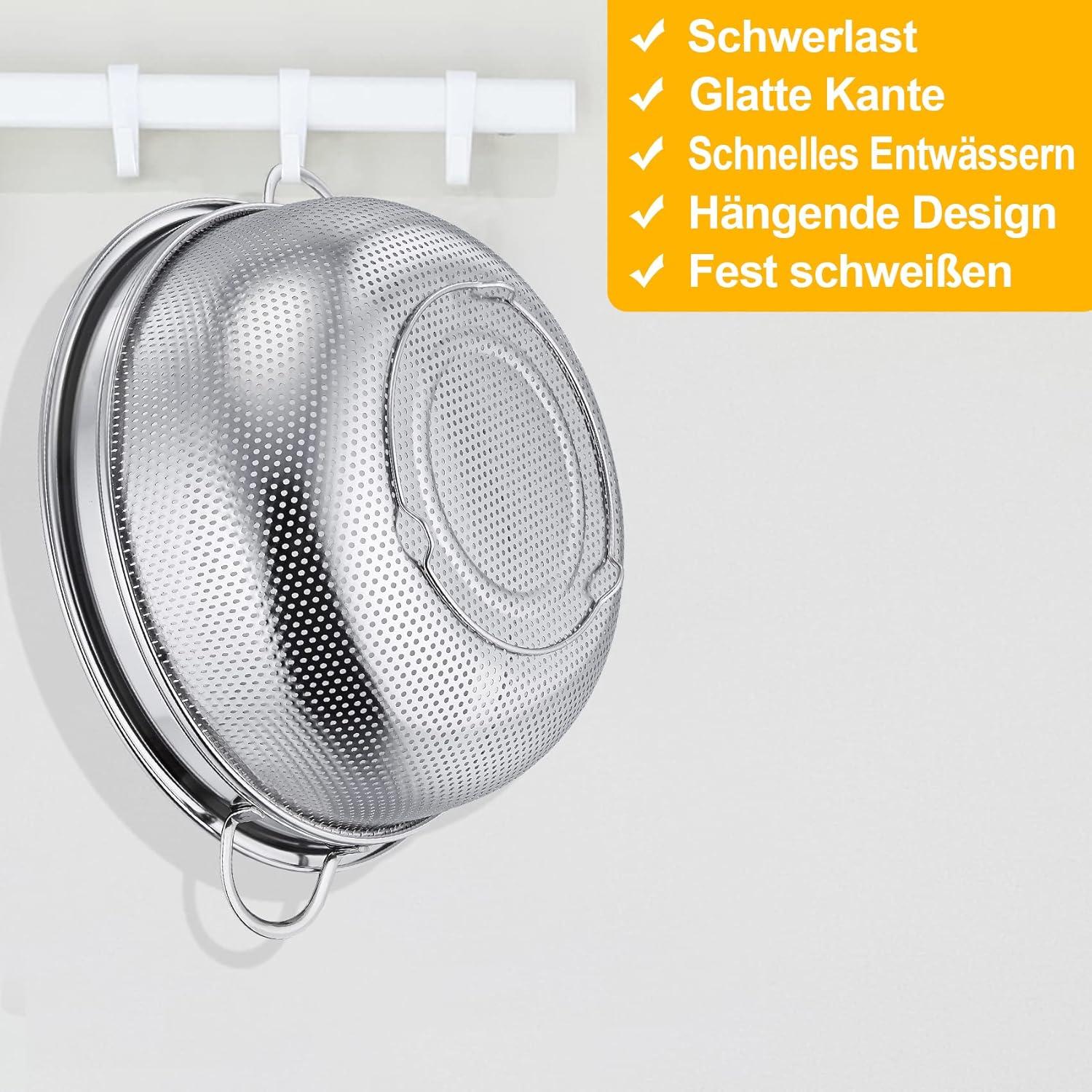 Edelstahl Nudelsieb Küchensieb Mikroperforiert 20cm Griffen