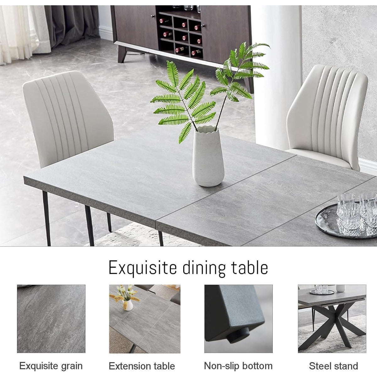 Ausziehbarer Esstisch mit 6 Stühlen – Modernes Esszimmer Set