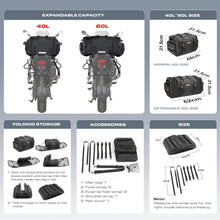 Motorrad Hecktasche 40-60L Erweiterbar Wasserdicht Schwarz