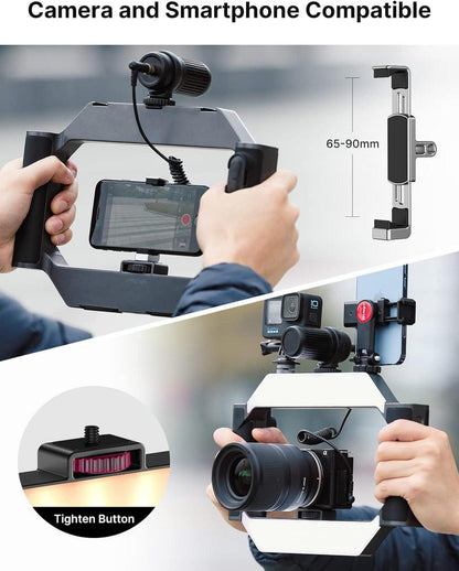 Smartphone Video Rig mit Licht, Stabilisator, Fernbedienung 2500K-9000K