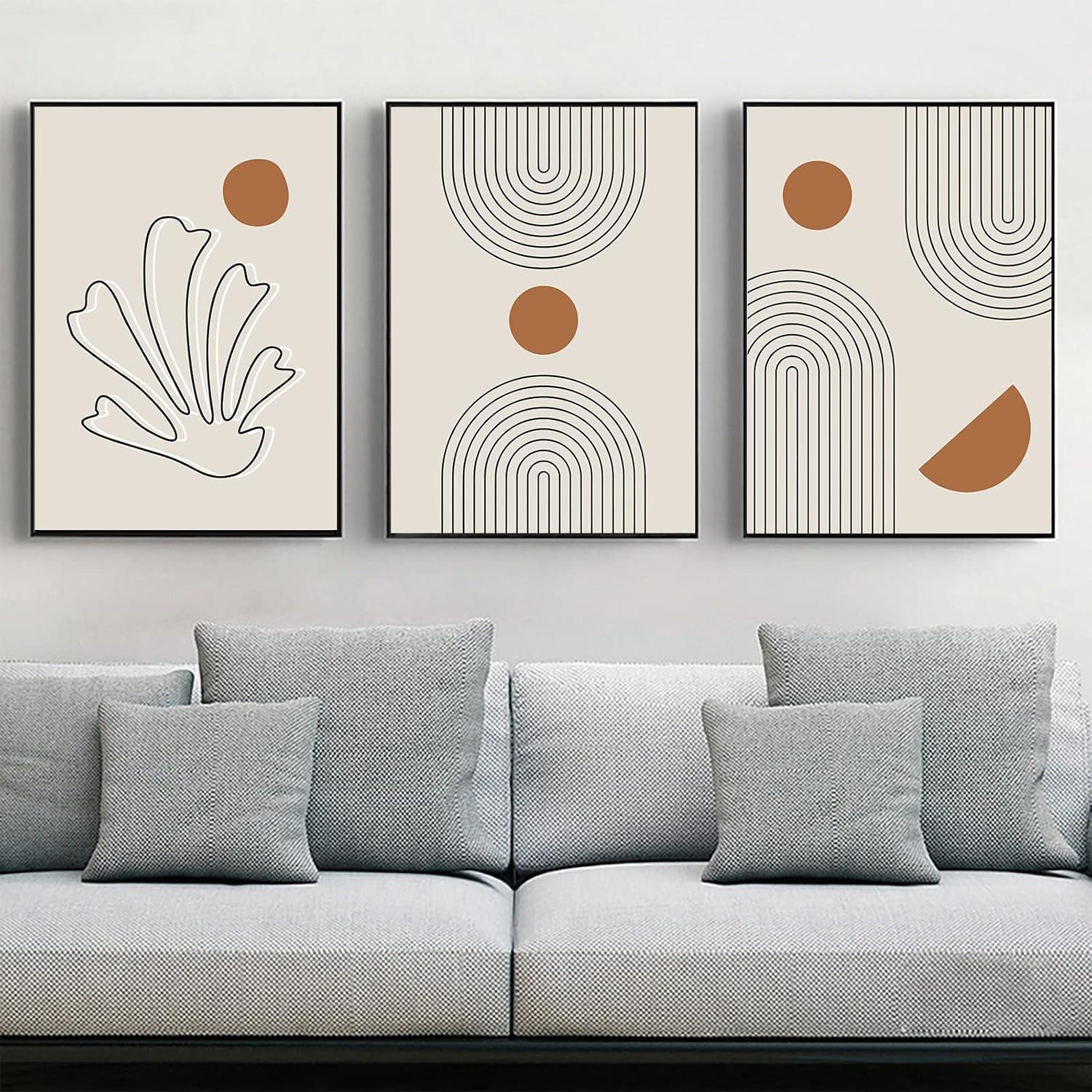 LYBOHO Leinwand Bilder Moderne Abstrakt Kunstposter Wohnzimmer Boho 3er Set 50x70cm