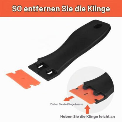 Mini Kunststoff Schaber mit 30 Klingen – Klebereste & Kratzer Entferner