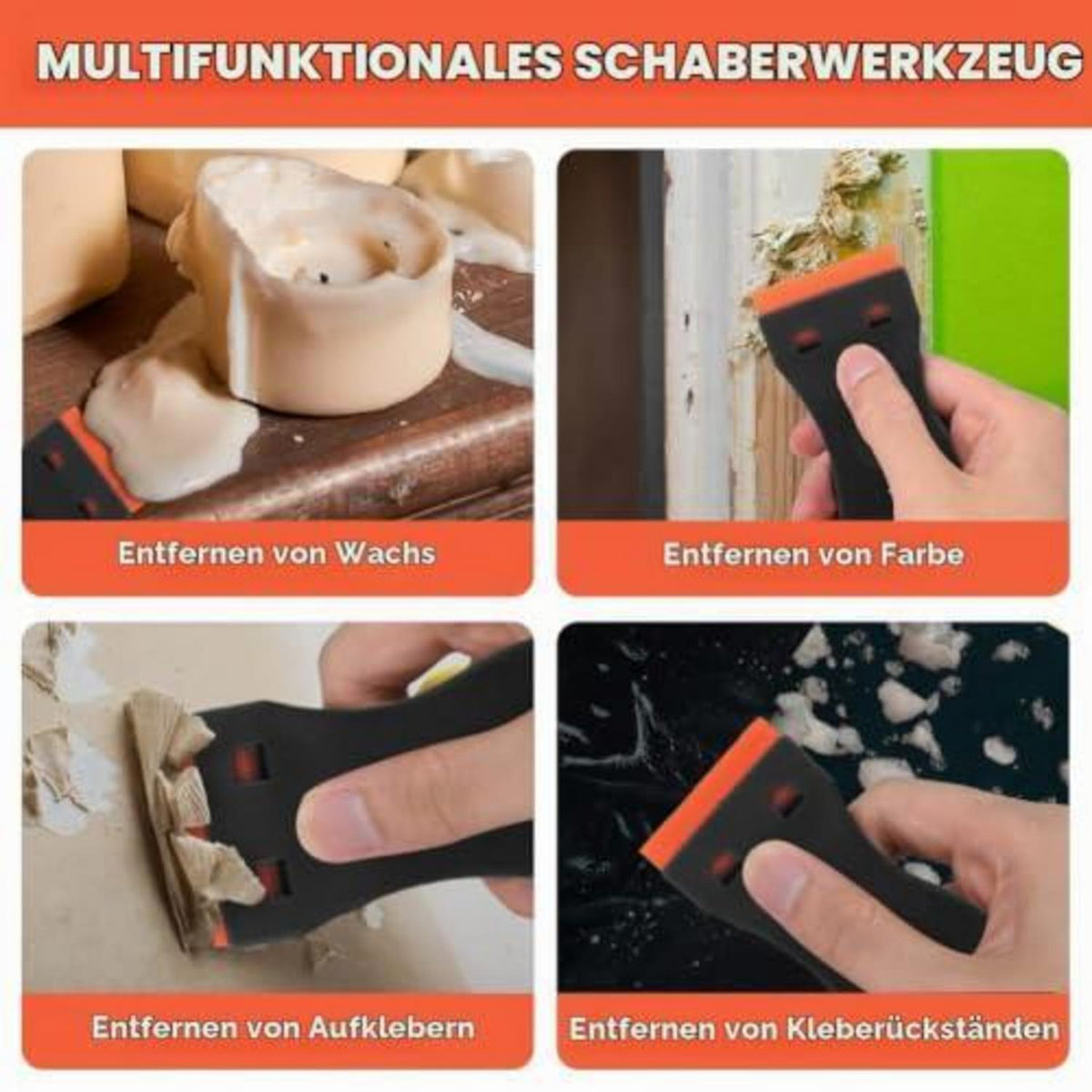 Mini Kunststoff Schaber mit 30 Klingen – Klebereste & Kratzer Entferner