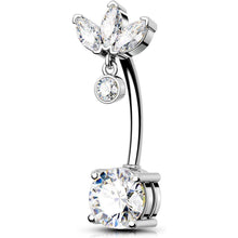Chirurgenstahl Bauchnabelpiercing 14G mit CZ, 12mm Länge