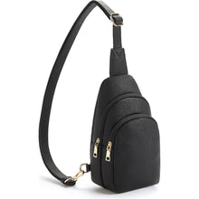 Telena Damen Crossbody Sport Umhängetasche Schwarz in Lederoptik