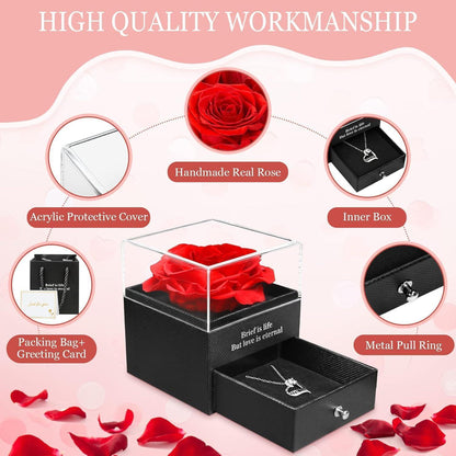 Ewige Rose Mama Halskette Geschenkbox Rot
