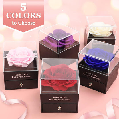 Ewige Rose Mama Halskette Geschenkbox Rot