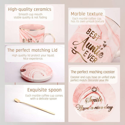 Kaffeebecher "Beste Tante Aller Zeiten" Geschenk-Set Rosa 420ml