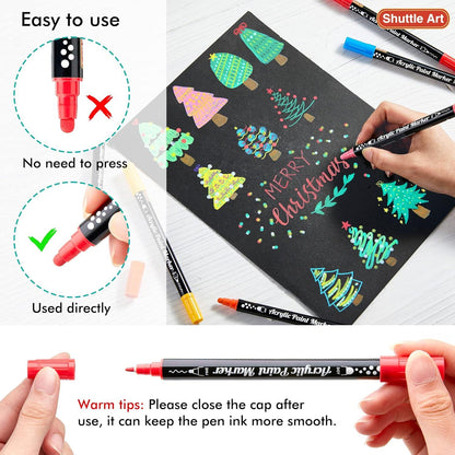 Acrylstifte für Steine 36 Farben wasserfest doppelköpfige Acrylmarker Dot & feine Spitze