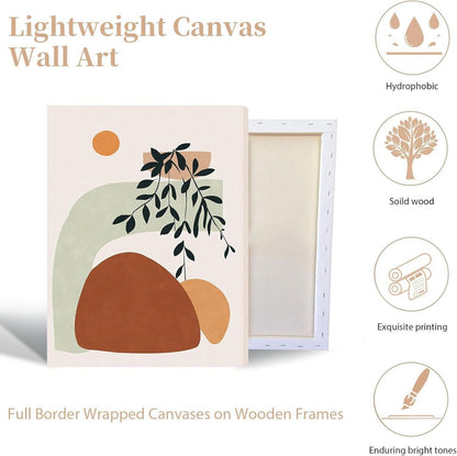 Boho Bilder Orange Abstract Blätter Sonne Leinwand Modern 40x30cm