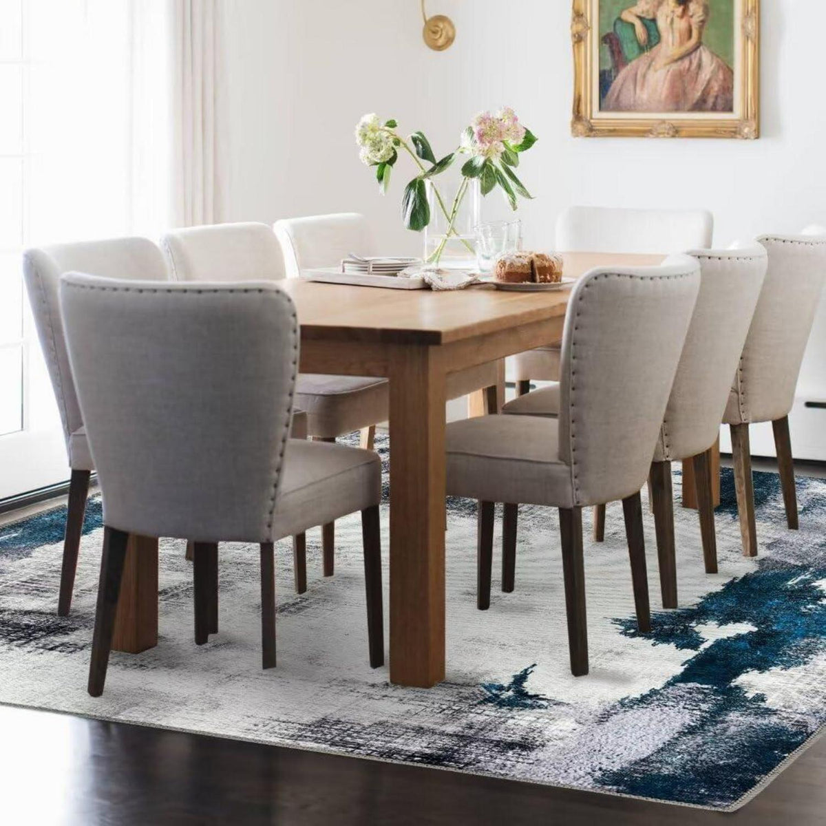 Waschbarer Teppich 80x150CM Kurzflor Schlafzimmer Abstrakt Modern