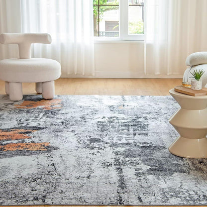Teppich Wohnzimmer Schwarz Waschbarer In und Outdoor Teppich 120x170 Modernes Design CHOSHOME