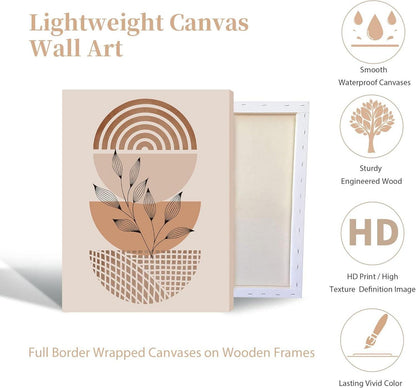 Moderne Boho Wandbilder Set Leinwand Orange 30x40cm 3er Set