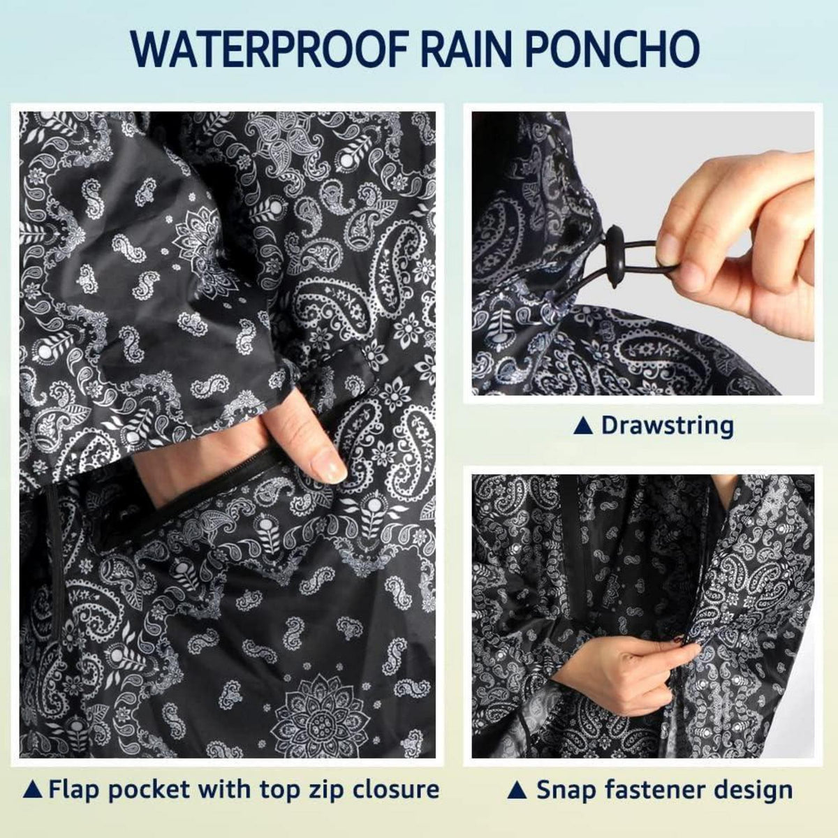 Regenponcho Damen & Herren mit Kapuze, wasserdicht, für Radfahren & Outdoor