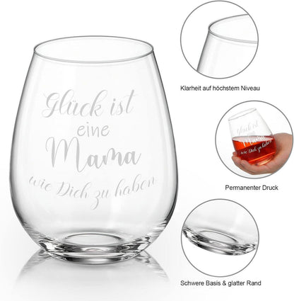 Weingläser mit Gravur für Mama - 15oz Geburtstagsweinglas für Frauen