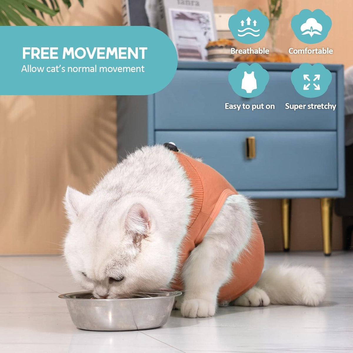Katzenbody Erholungsanzug Kastration Spay Suit Modal M-Coral
