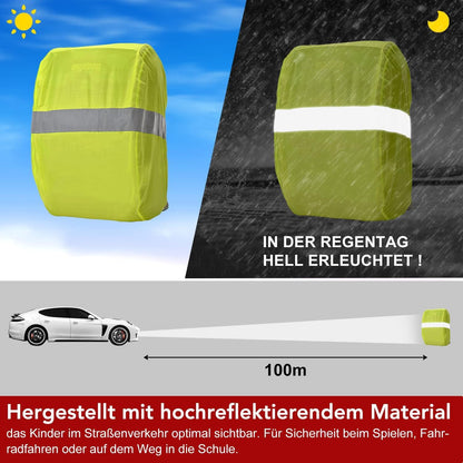 Kinder Regenschutz Schulranzen wasserdichte Rucksackhülle Reflektorstreifen