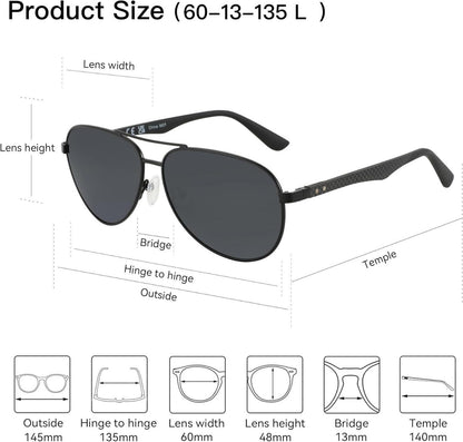 ZENOTTIC Polarisierte Pilotenbrille UV400 Schutz Fahren Angeln Sport
