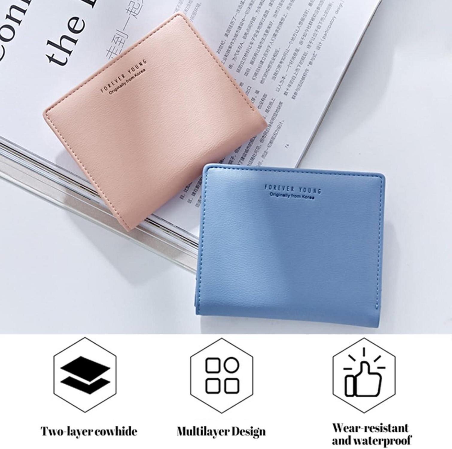 Damen RFID Mini Geldbörse mit Reißverschluss 7 Karten Rosa