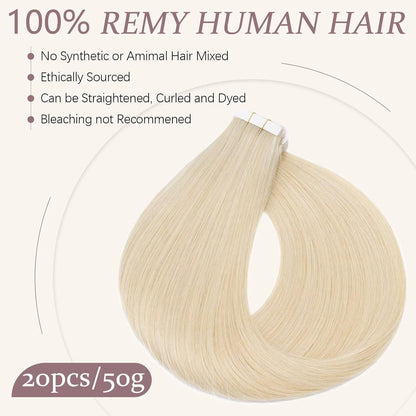 Echthaar Tape Extensions #613 Blond 55 cm – Remy Haarverlängerung