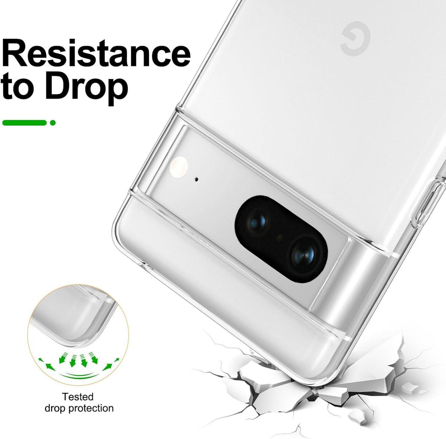 NEW'C Hülle + 2 Panzer Schutz Glas für Google Pixel 7 - Ultra Transparent TPU