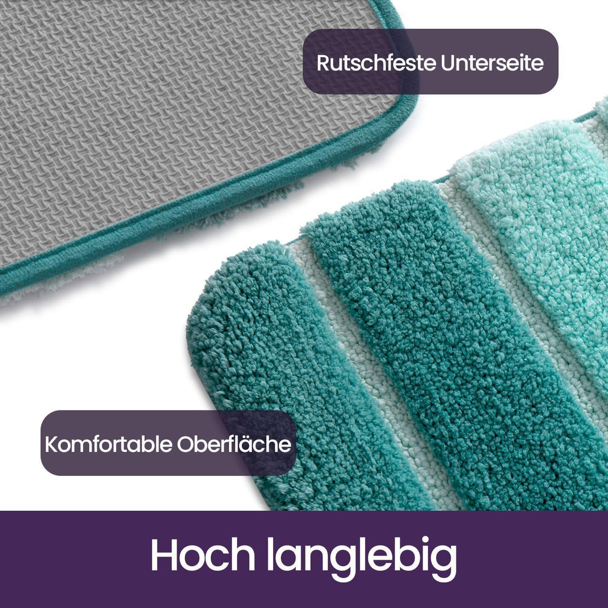 Rutschfeste Badematte 60x110 cm - Saugfähig & Weich, Grün