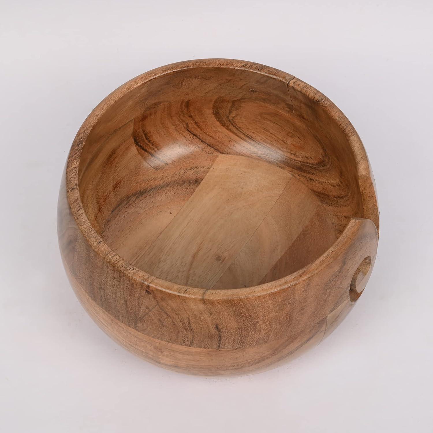 Strickgarn Schalenhalter Akazienholz handgefertigt 17,78 x 17,78 cm