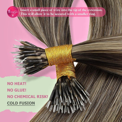 Echthaar Nano Ring Extensions Blond 45 cm - Haarverlängerung