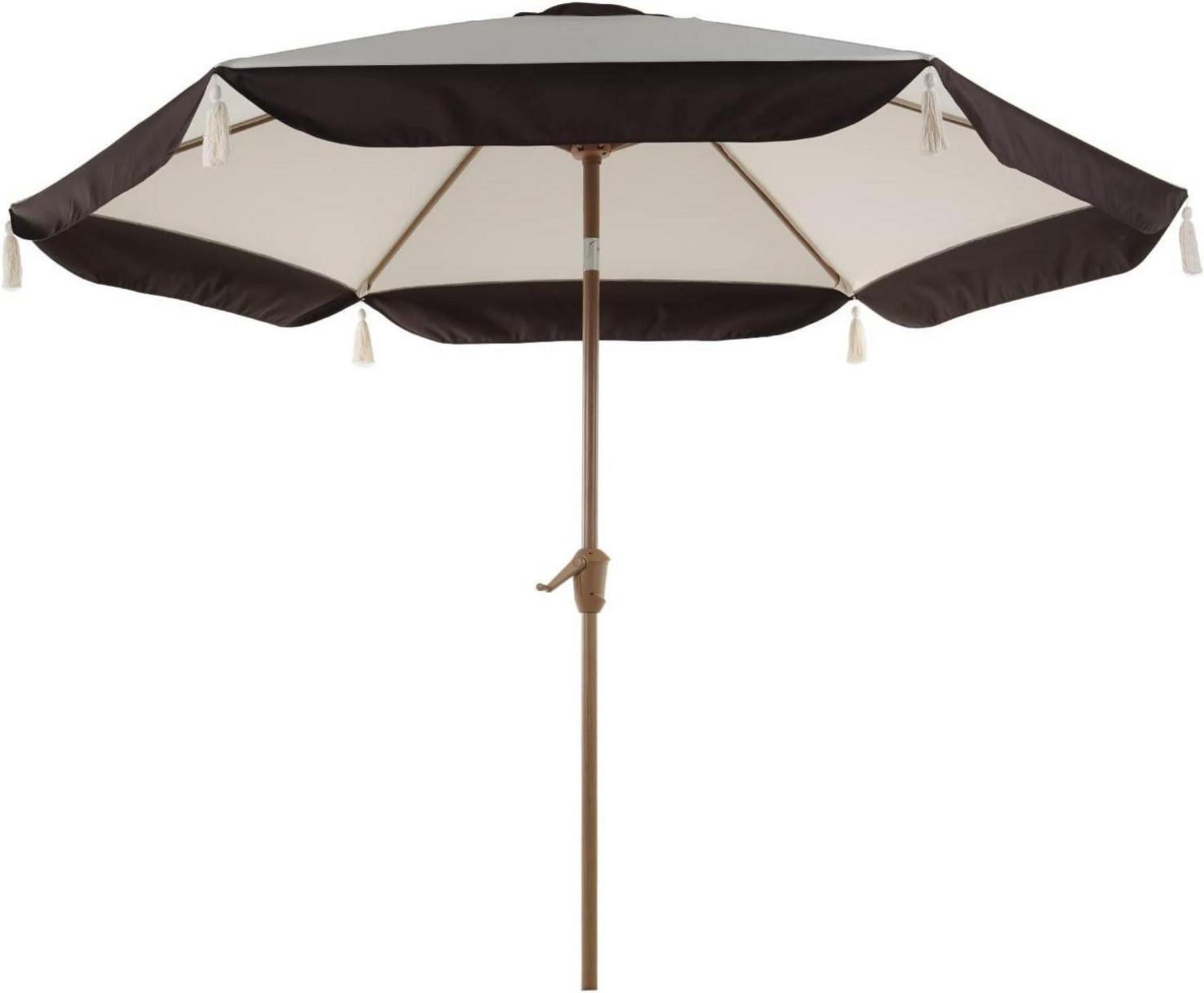 Terrassenschirm mit Quastendesign und Kurbel Ø270cm Beige UV-Schutz