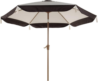 Terrassenschirm mit Quastendesign und Kurbel Ø270cm Beige UV-Schutz