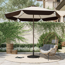Großer Terrassenschirm Ø270cm Beige Fransen UV-Schutz